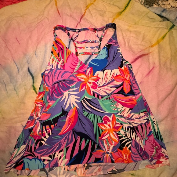 Aqua Green Other - Aqua Green Tankini Swimsuit Top Vibrant Tropical Pattern Size X